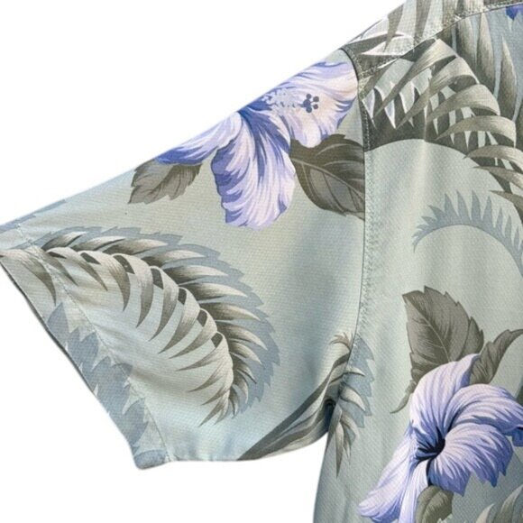 Tommy Bahama Silk Mens Hawaiian Shirt Hibiscus Floral Palm Short Sleeve Tropical - Picture 5 of 12